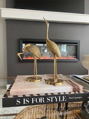 MCM Gold Brass Crane Figurines